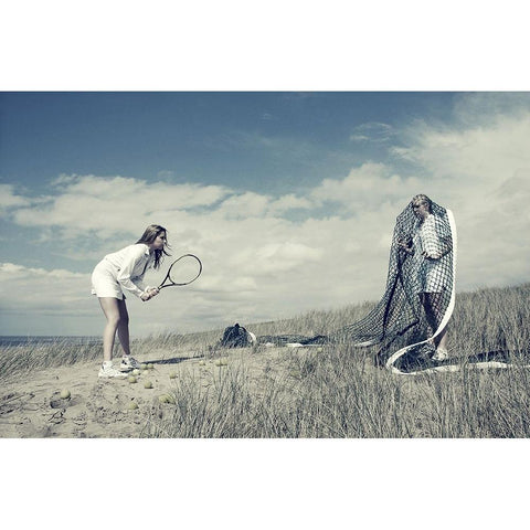 Game-Set And Match Black Modern Wood Framed Art Print with Double Matting by Vink, Hans