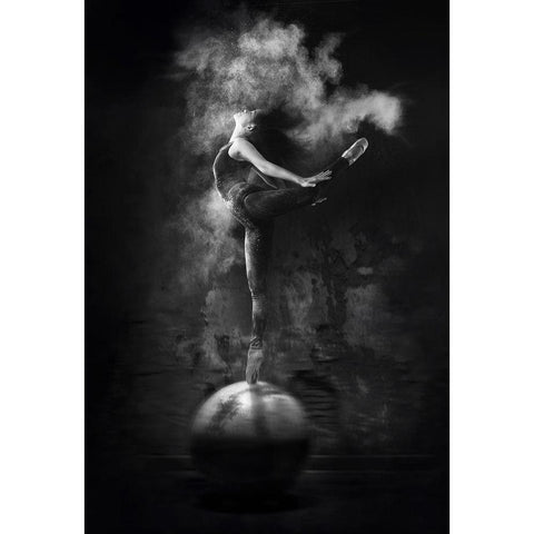 Dance On Ball White Modern Wood Framed Art Print by Bunjamin, Antonyus