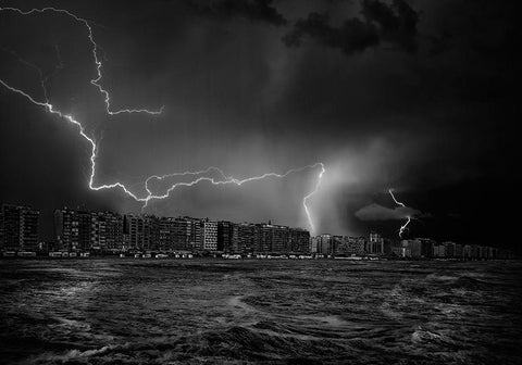 Sometimes-The Sky Screams ... White Modern Wood Framed Art Print with Double Matting by Depaepe, Yvette