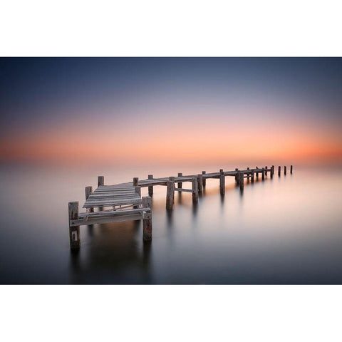 Old Pier Ii Black Modern Wood Framed Art Print with Double Matting by Beut, Jose