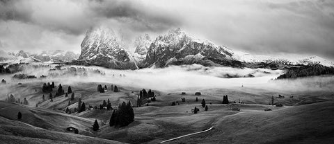 Foggy Dolomites Black Ornate Wood Framed Art Print with Double Matting by Kuric Ep, Marian