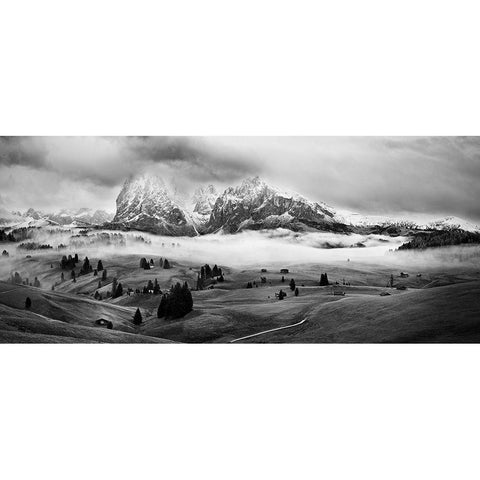 Foggy Dolomites White Modern Wood Framed Art Print by Kuric Ep, Marian