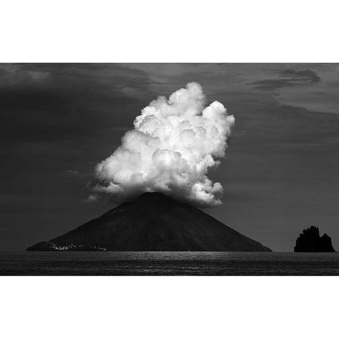 Stromboli Eruption Gold Ornate Wood Framed Art Print with Double Matting by Hawerkamp, Hans-Wolfgang