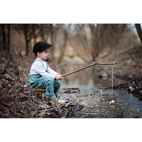 Fisherman Gold Ornate Wood Framed Art Print with Double Matting by Tomsickova, Tatyana