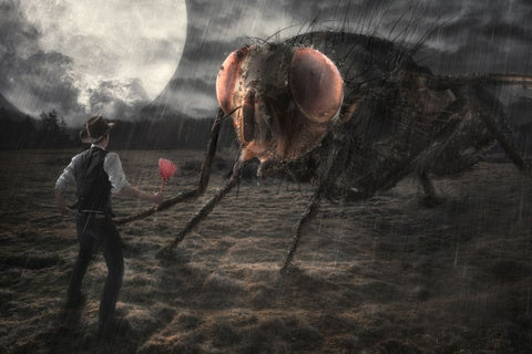 The Duel White Modern Wood Framed Art Print with Double Matting by Kiciak, Christophe