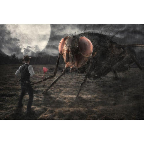 The Duel White Modern Wood Framed Art Print by Kiciak, Christophe