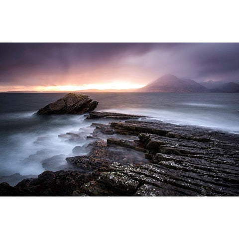 Sunset At Elgol Beach Black Modern Wood Framed Art Print by Nussthaler, Nicoleta