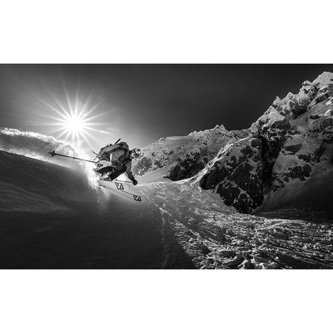 Snow Splash Over The Edge White Modern Wood Framed Art Print by Bertoncelj, Sandi