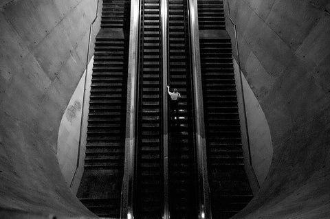 Leaving The Earth Entrails White Modern Wood Framed Art Print with Double Matting by Alves, Fernando