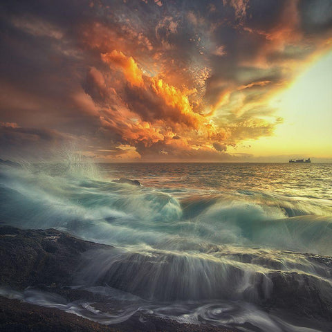 Delirium With Colors Black Modern Wood Framed Art Print with Double Matting by Lazzarotti, Paolo