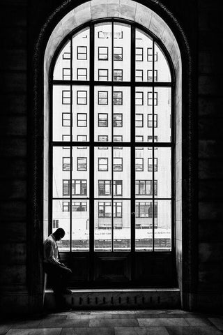 Lonely Man Black Ornate Wood Framed Art Print with Double Matting by Della Latta, Massimo