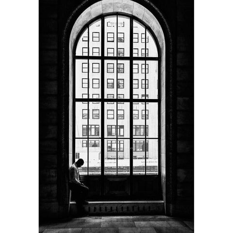 Lonely Man Gold Ornate Wood Framed Art Print with Double Matting by Della Latta, Massimo