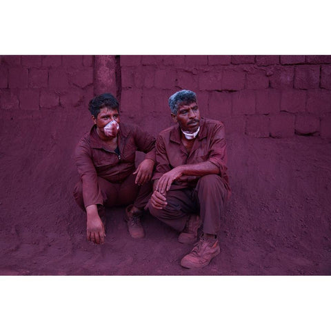 Red Worker White Modern Wood Framed Art Print by Naghavi Anaraki, Pantea