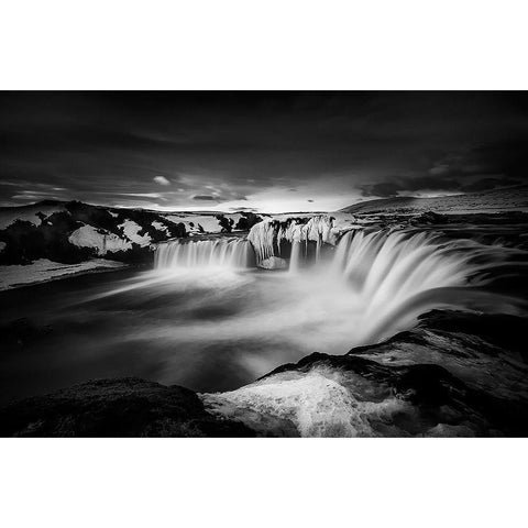 Waterfall Of The Gods White Modern Wood Framed Art Print by Maseda Varela, Alfonso