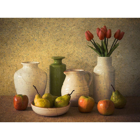 Apples Pears And Tulips Gold Ornate Wood Framed Art Print with Double Matting by Hammer, Jacqueline