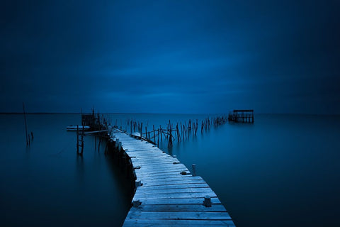 Stilts Black Ornate Wood Framed Art Print with Double Matting by Moreno, Miguel