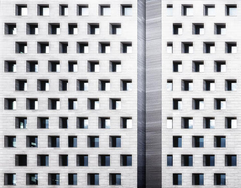 Living In A Box. White Modern Wood Framed Art Print with Double Matting by Verschelden, Harry