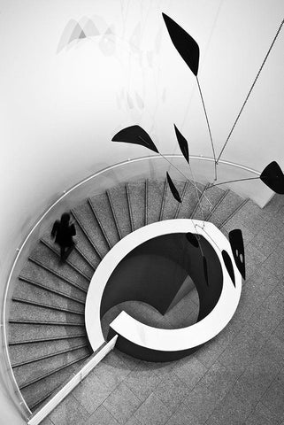 Stairs White Modern Wood Framed Art Print with Double Matting by Ferreira, Rui