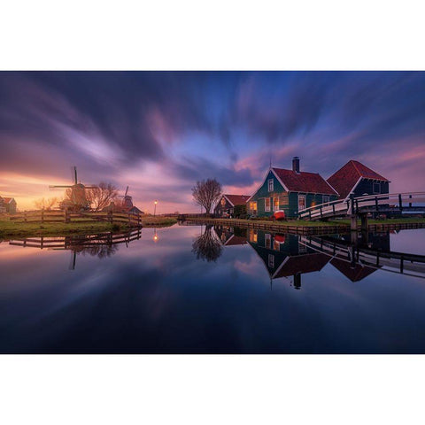 Zaanse Black Modern Wood Framed Art Print with Double Matting by Pablo De, Juan