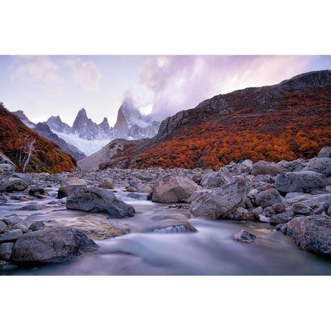 Fitz Roy Under Twilight Black Modern Wood Framed Art Print with Double Matting by Fan, John