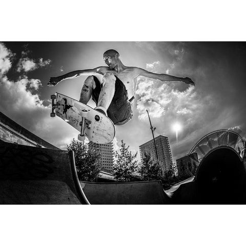 Sam Taeymans Performing At Qden Damq White Modern Wood Framed Art Print by Verbiest, Eric