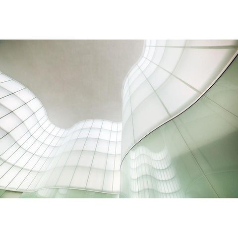 Lights And Waves White Modern Wood Framed Art Print by Tagliarino, Marco