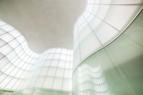 Lights And Waves White Modern Wood Framed Art Print with Double Matting by Tagliarino, Marco