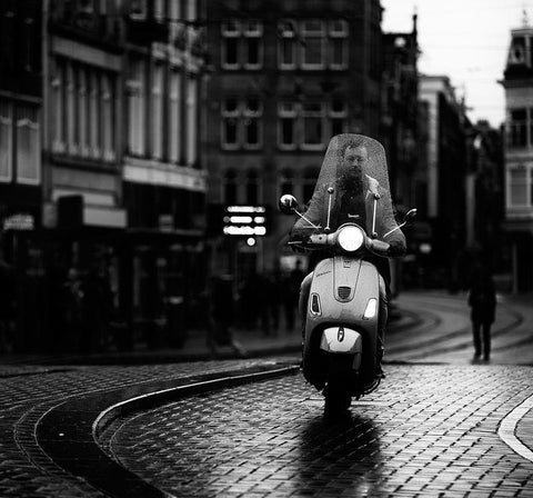 Vespa White Modern Wood Framed Art Print with Double Matting by Oncete, Julien