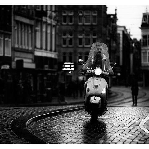 Vespa White Modern Wood Framed Art Print by Oncete, Julien