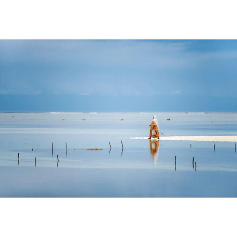 Low Tide Black Modern Wood Framed Art Print with Double Matting by Milushev, Anca