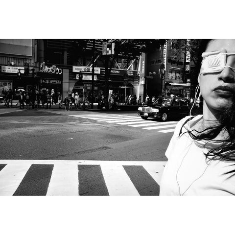 Untitled Black Modern Wood Framed Art Print with Double Matting by Suzuki, Tatsuo