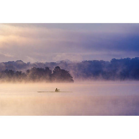 Morning Exercise White Modern Wood Framed Art Print by Li, Austin