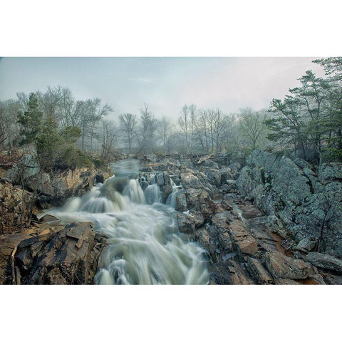 Dawn At Middle Falls Black Modern Wood Framed Art Print by Walker, Fred