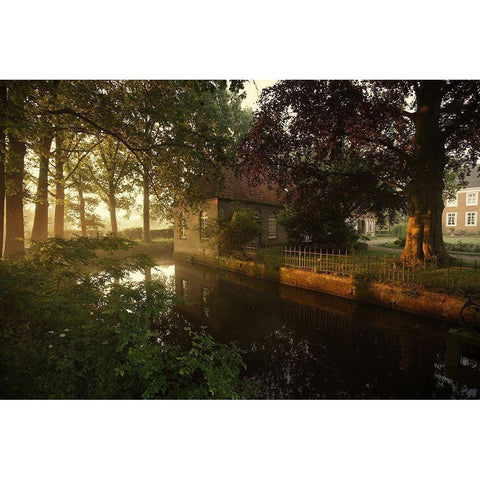 Golden Wake Up Gold Ornate Wood Framed Art Print with Double Matting by Croce, Vincent