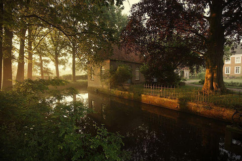 Golden Wake Up White Modern Wood Framed Art Print with Double Matting by Croce, Vincent