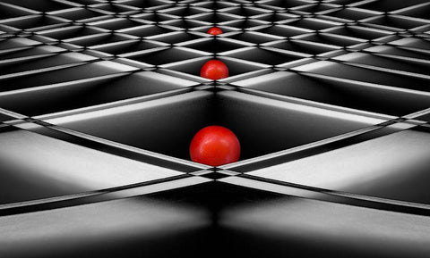 Lined Up White Modern Wood Framed Art Print with Double Matting by Hammer, Jacqueline