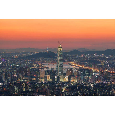 Seoul In The Republic Of Korea Black Modern Wood Framed Art Print by Her, Heung-Mu