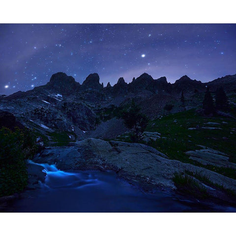 Sleepless Under Zodiac Ridge Black Modern Wood Framed Art Print by Xu, Mei