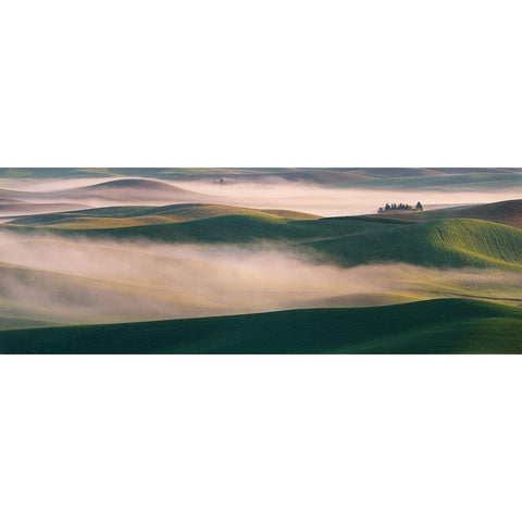 Dream Land In Morning Mist-2 Black Modern Wood Framed Art Print by Li, Austin