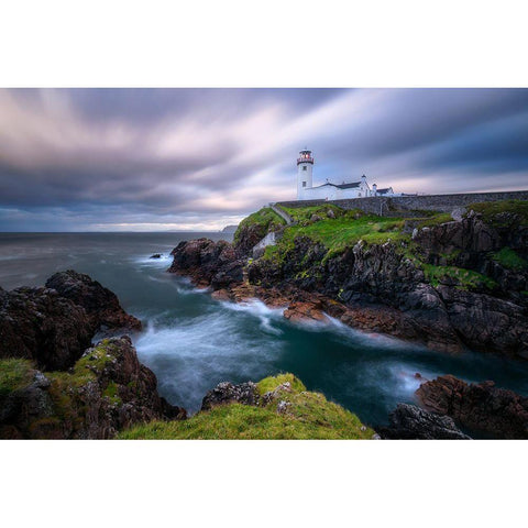 Fanad Head Lighthouse Black Modern Wood Framed Art Print by Gastager, Daniel