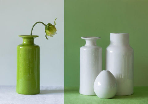 Empty Vases White Modern Wood Framed Art Print with Double Matting by Hammer, Jacqueline