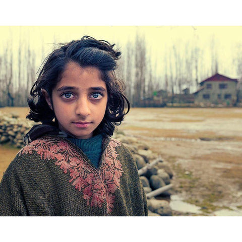 Kashmiri Girl Black Modern Wood Framed Art Print by Al Farsi, Haitham