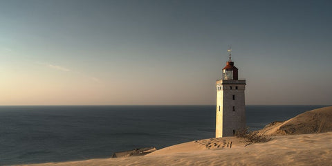 Mood At The Lighthouse Black Ornate Wood Framed Art Print with Double Matting by Londal, Leif