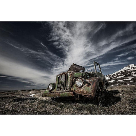 The Old Russian Jeep Black Modern Wood Framed Art Print with Double Matting by Ingibergsson, Bragi