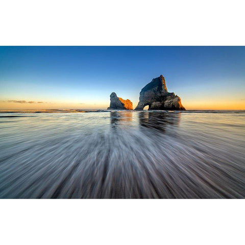 Wharariki Beach Black Modern Wood Framed Art Print with Double Matting by Zhu, Hua