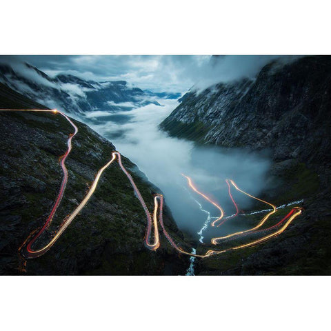 Trollstigen Black Modern Wood Framed Art Print with Double Matting by Schaarschmidt, Christoph