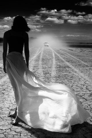 Left Behind White Modern Wood Framed Art Print with Double Matting by Kim, Tina