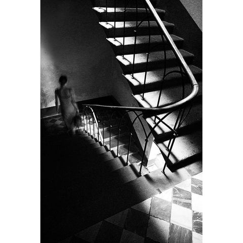 Stairs White Modern Wood Framed Art Print by Maffei, Franco