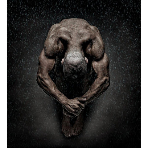 Igor In The Rain Ii Black Modern Wood Framed Art Print with Double Matting by DDiArte