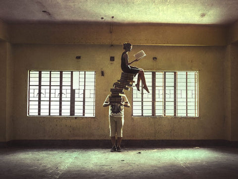 Chasm White Modern Wood Framed Art Print with Double Matting by Tajonera Bio, CJ